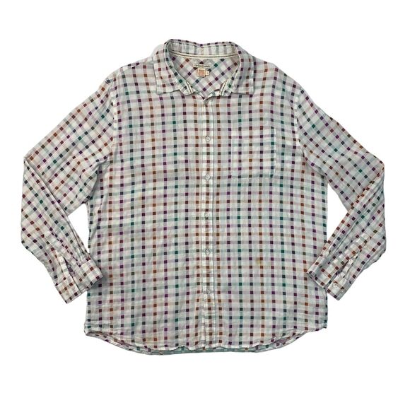 Carbon2cobalt Shirt Men L Large White Multi Check Breathable Woven Cotton Button - Picture 1 of 16